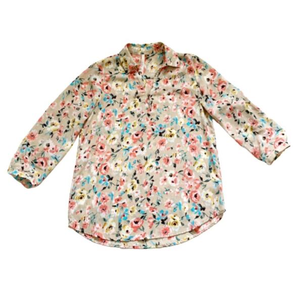 Bellatrix Blouse Shirt Semi Sheer Floral Button Front Blouse Top Size Small - Picture 12 of 14